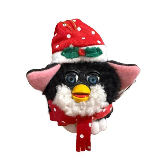 Vintage 1999 Furby Blue Eyes Christmas Ornament Black Santa Hat Xmas 4.5” - Picture 12 of 12